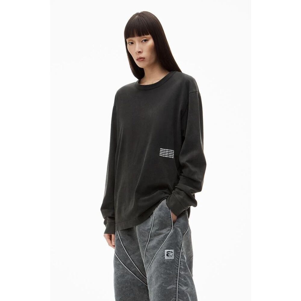 Alexander Wang $225 Unisex Acid Wash Jersey Long Sleeve Tee XL NWOT
